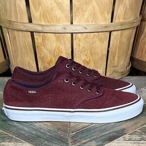 Vans Authentic Low Burgundy Suede Snakeskin Embossed Sneakers Womens Size 8.5